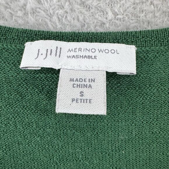 J Jill Sweater Women SP Green Knit Merino Wool Washable Tunic Crew Neck - Picture 2 of 14